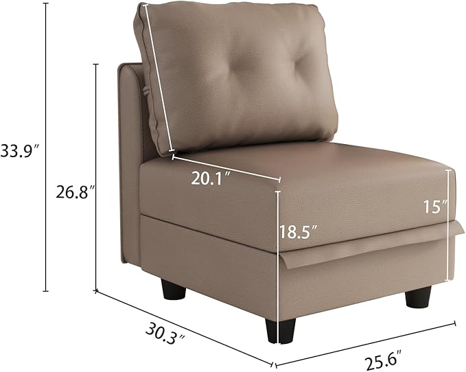 LLappuil Modular Sectional Sofa Middle Module Storage Seat - Image 2
