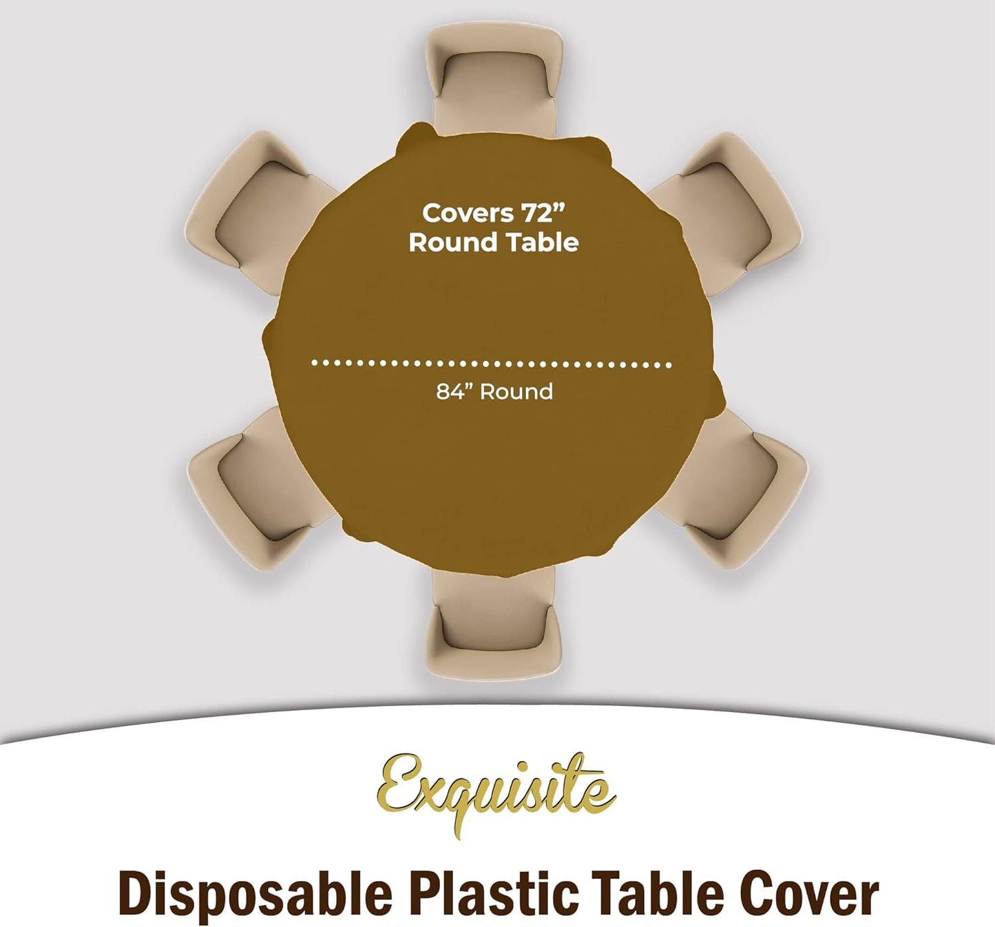 12-Pack Premium Plastic Tablecloth 84in. Round Table Cover - Gold