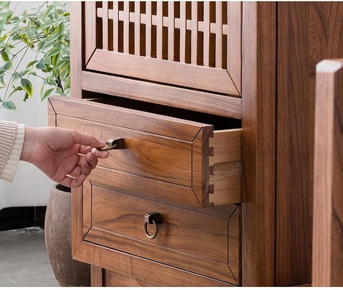 Rustic Side Table Chinese Style Wooden Sofa Side Table TV Cabinet Living Room - Image 6