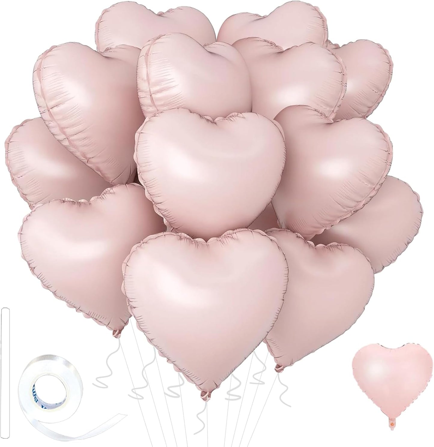 Pink Heart Ballloons,18 Inch Pastel Pink Foil Love Heart Shaped Balloons 12Pcs Baby Pink love balloon for Anniversary Wedding Engagement Birthday Party Baby Shower Decorations