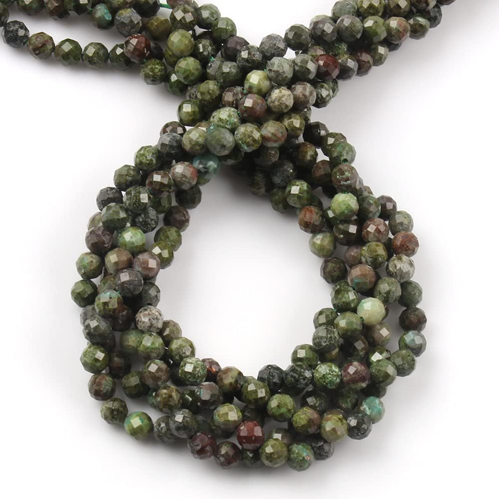 Song Xi 180pcs 2mm Natural Dragon Blood Gemstone Beads Faceted Round Loose Stone Beads for Jewelry Making