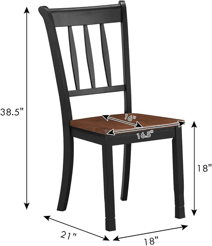 Giantex Wood Dining Chairs Set of 2, Armless Kitchen Chairs w/Solid Rubber Wood - Image 3