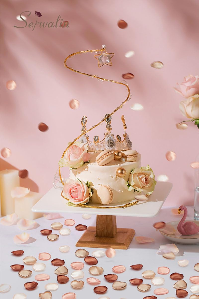 Serwalin 300Pcs Silk Rose Petals Artificial Flower Petals for Weddings Fake Rose Brown Petals Proposal for Wedding Basket Aisle Runner Bridal Shower (4 Color Mixes)