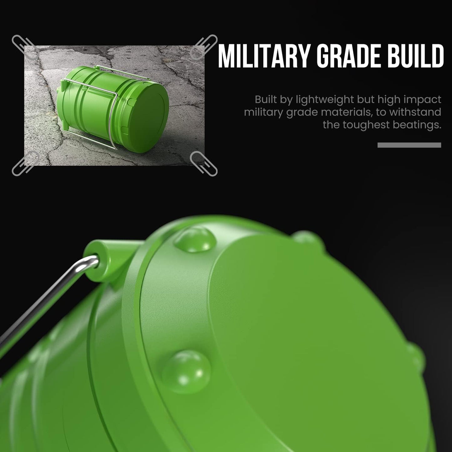 Lichamp LED Camping Lantern, 4 Pack Battery Powered Flashlight for Power Outages, Portable Collapsible Hanging Light Essential for Home, Outdoor, Emergency Lamp Survival Kit Gear for Hurricane, Green