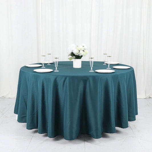 Efavormart Round Tablecloth, 108 Inch Stain & Wrinkle Resistant Washable Table Cloth, Decorative Polyester Fabric Table Cover for Banquet, Wedding, Dining- Peacock Teal Green