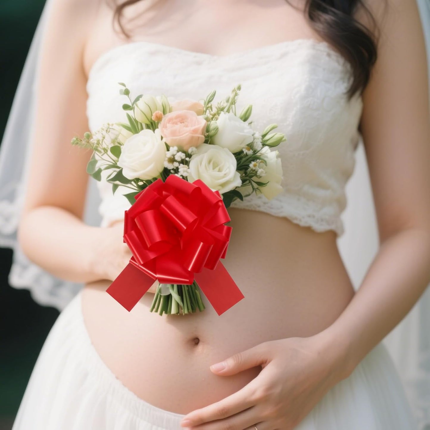 6 PCS 6 Inch Red Pull Bows - Perfect for Gift Wrapping, Wedding Decor, Car Bows, Birthday Parties, Christmas and Valentine's Day