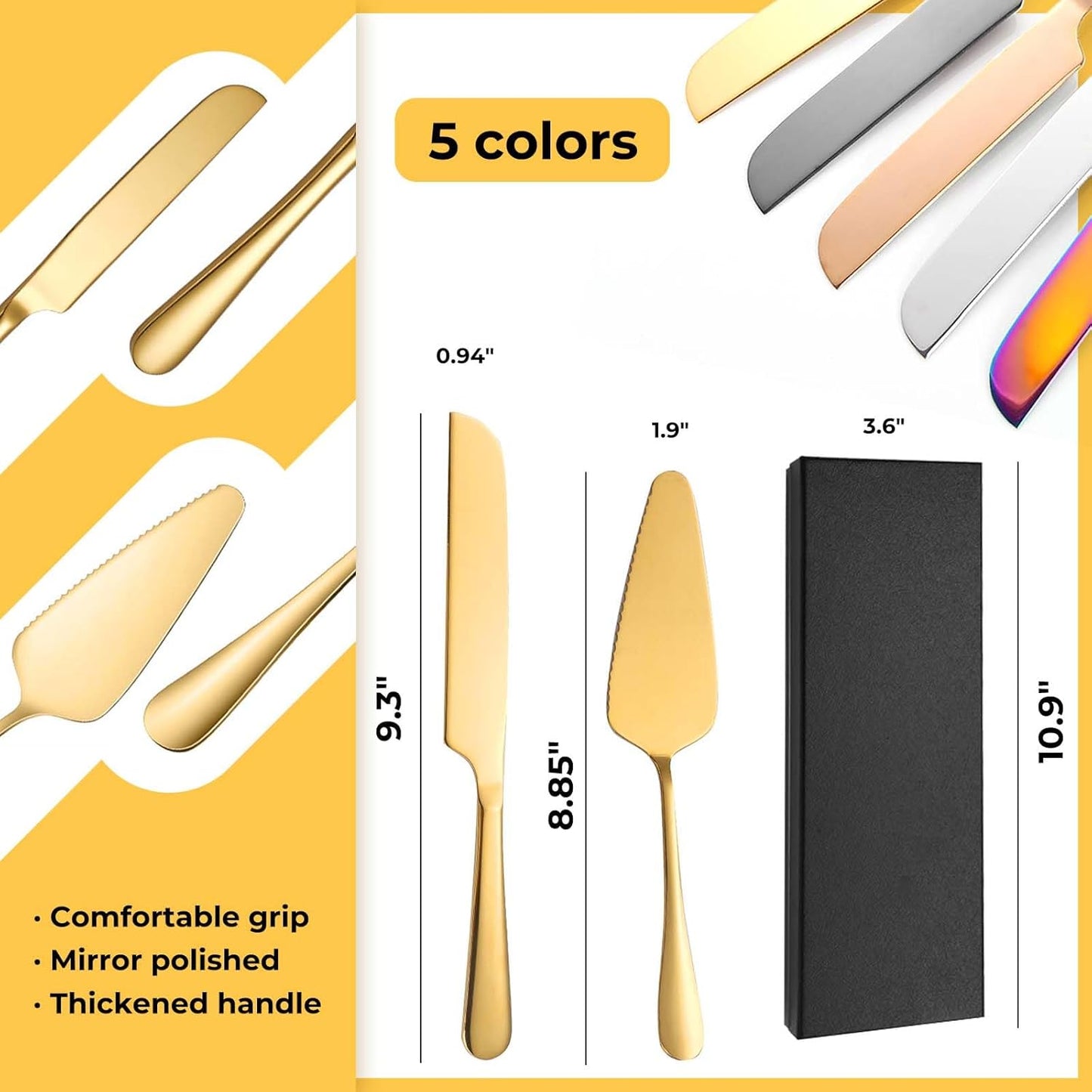 Personalized Wedding Cake Knife and Server Set Stainless Steel Cake Cutter Server Engraved Cake Cutting Set for Wedding Anniversary Engagement Birthday Gifts