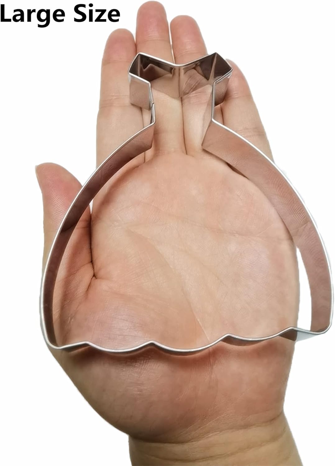 Large Size Dress Shaped Cookie Cutter, Stainless Steel Off-the-shoulder Wedding Princess Dress Cookie Cutter, 4.3 Inches