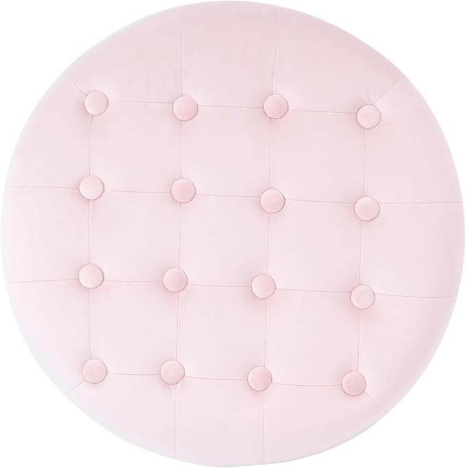 Homepop Home Decor | Upholstered Round Velvet Tufted Foot Rest Ottoman | Ottoman - Image 9