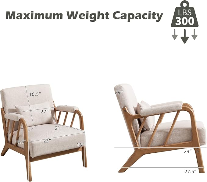 INZOY Mid Century Modern Accent Chair - Image 2