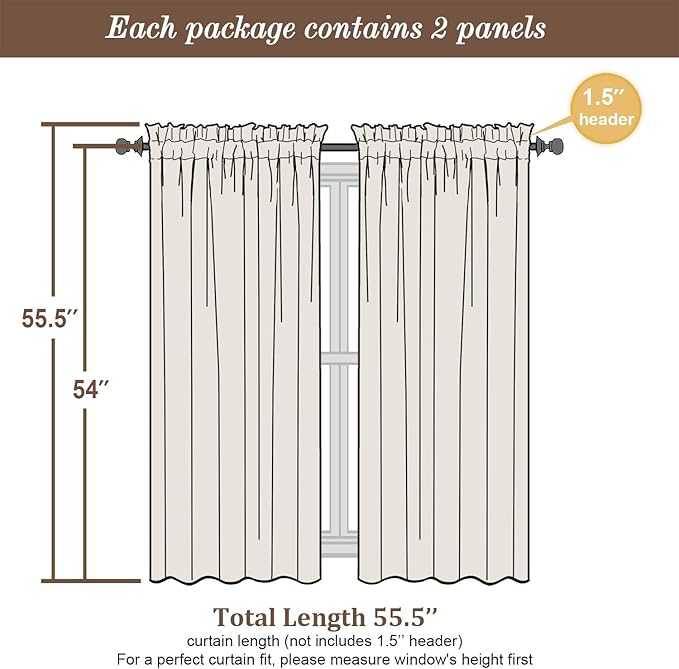 Chyhomenyc Navy Blue Semi Sheer Curtains 54 Inch Length - Image 5