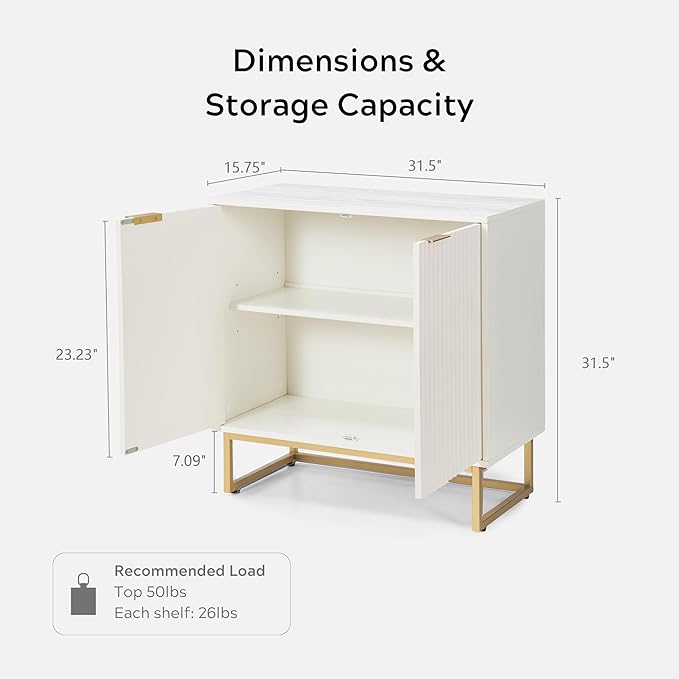 EYYTHUNG Fluted Cabinet with Storage Set of 3, Sideboard Buffet Cabinet with - Image 3