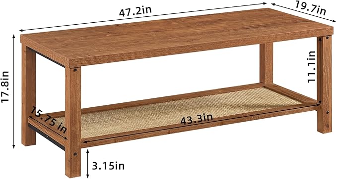 Lerliuo Boho Coffee Tables for Living Room, Rattan Center Table - Image 2