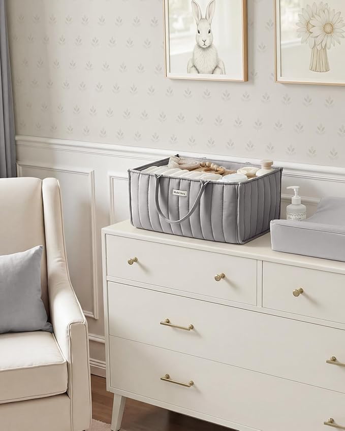Blissful Diary Baby Diaper Caddy Organizer, Stylish Storage Basket - Image 7