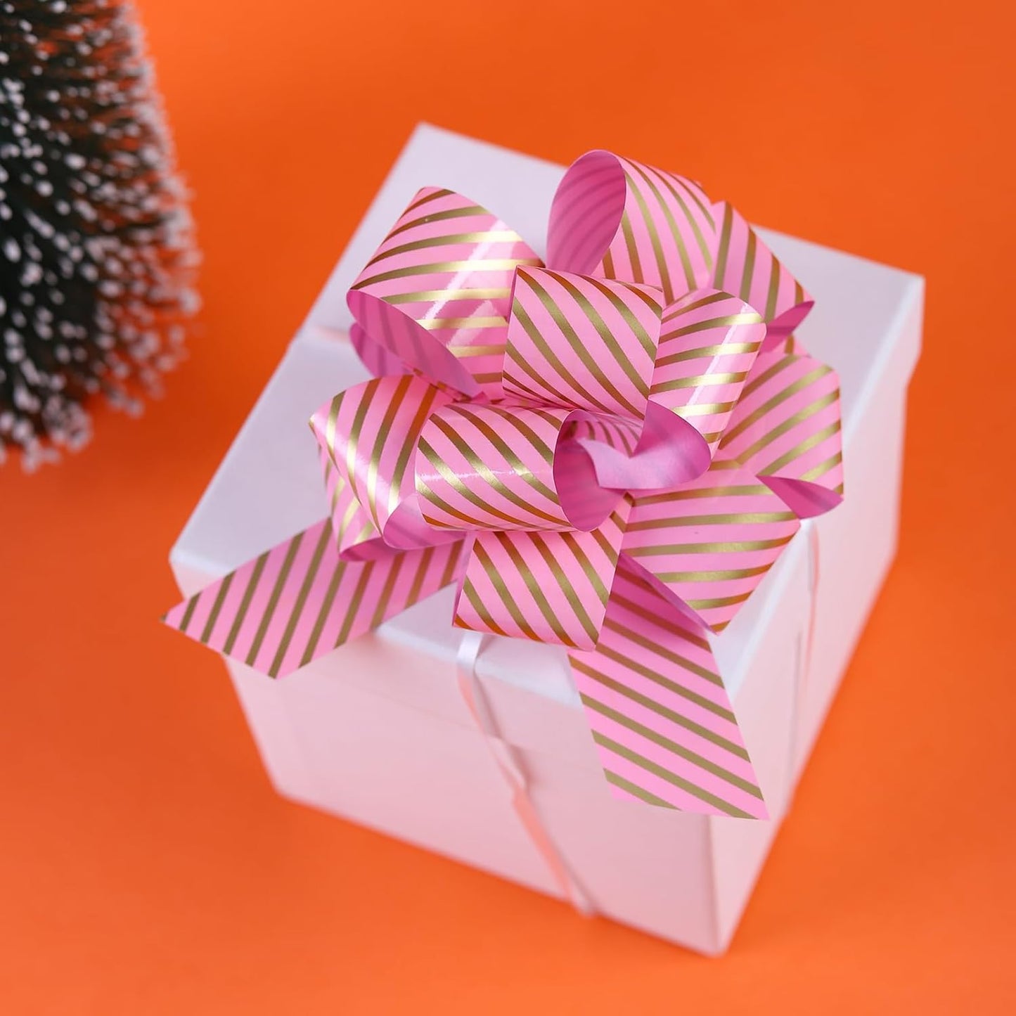 FORBINBO 12 Pieces Stripe Pull Bow Large Gift Wrapping Pull Bows with Ribbon for Christmas Presents Wedding Gift Wrapping Baskets