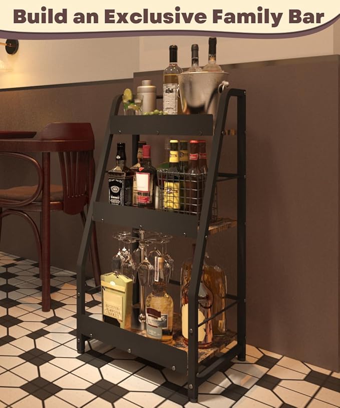 3-Tier Liquor Stand for Home Bar, Trapezoid Freestanding Whisky Bottle Holder - Image 7