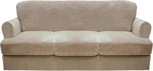 CUCRAF Cushion Sofa Cover 4 Piece Slipcovers, Soft Thick Velvet Couch Cover by CUCRAF