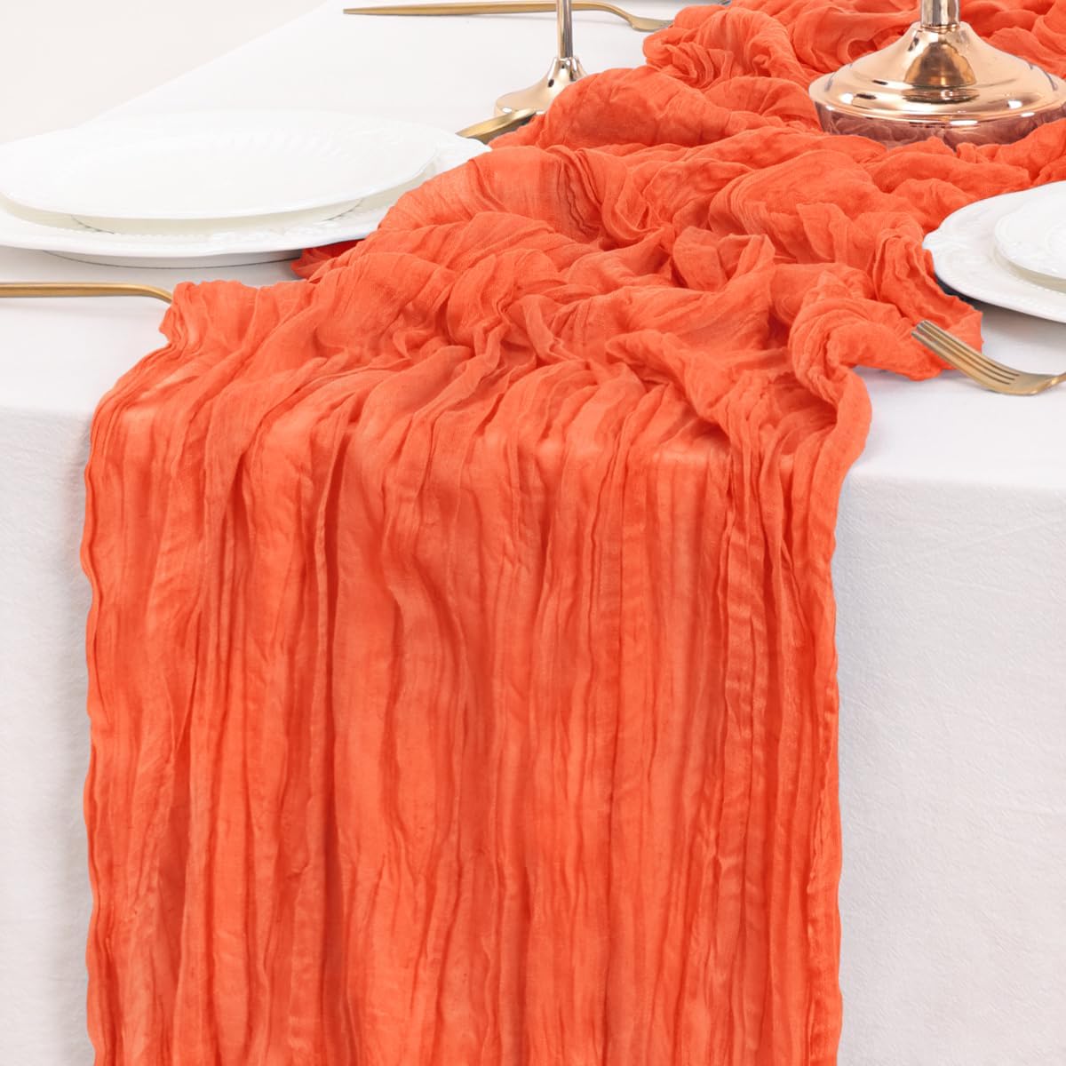 Orange Table Runner Cheesecloth Table Runner 10FT Farmhouse Table Runners 120 Inches Fall Table Decor Dining Room Centerpiece Wedding Boho Baby Shower Birthday