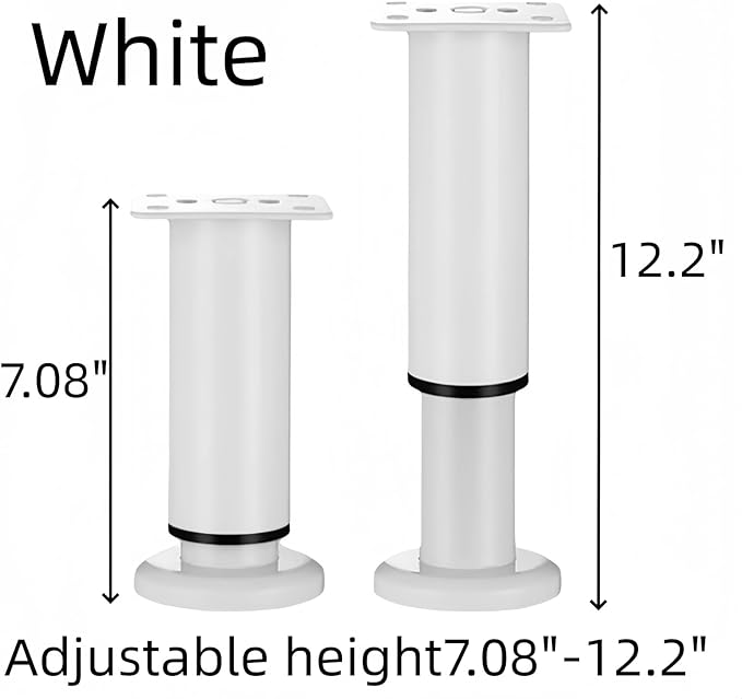 4PCS Adjustable 7.08-12.2 Inch Metal Furniture Legs White Furniture Replacement - Image 3
