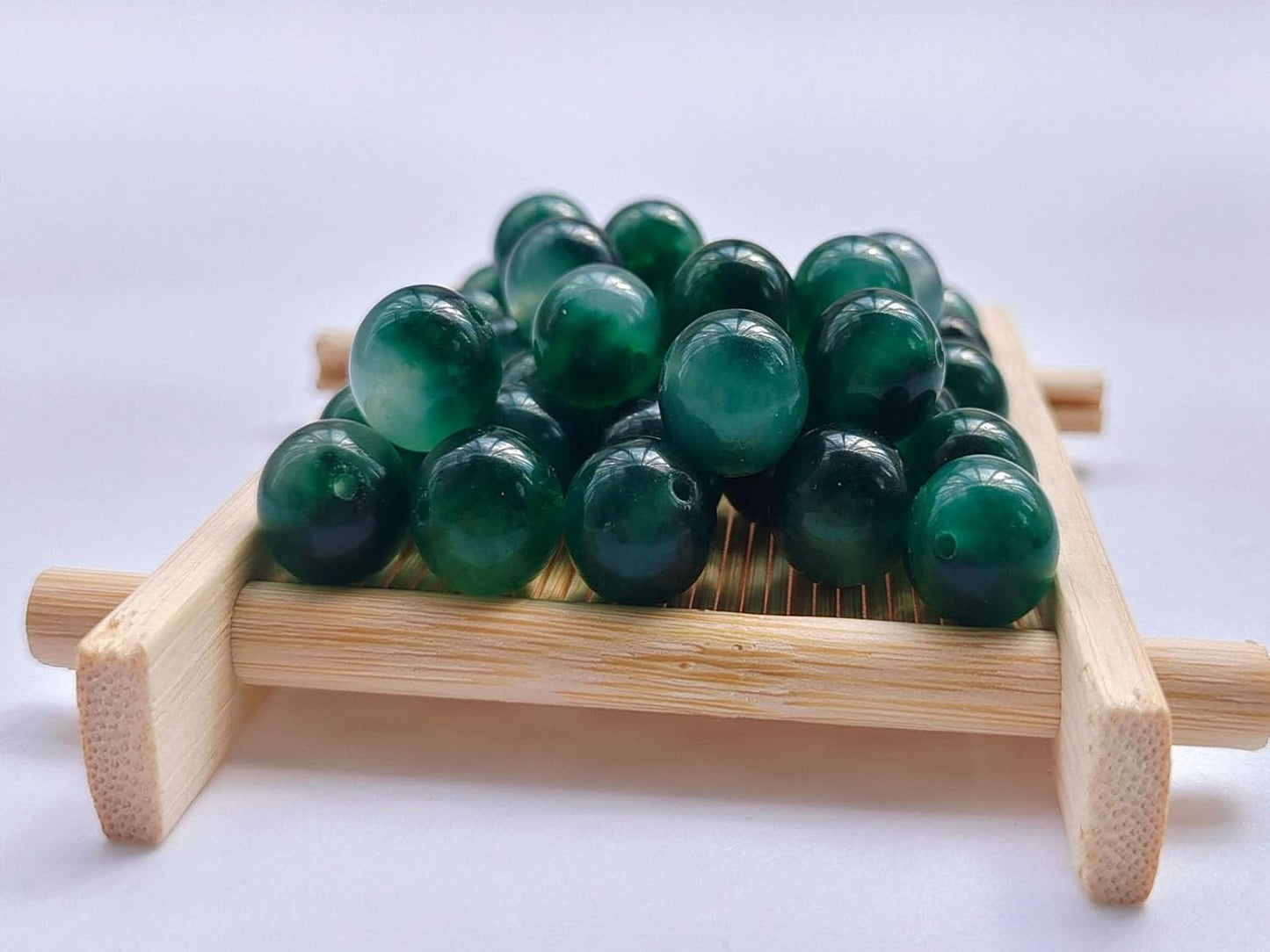 Stone Beads 10mm 60pcs Green Flower Jade Beads Round Loose Gemstones Beads for Bracelet Necklace Jewelry Making (10mm, 61026 Green Flower Jade)