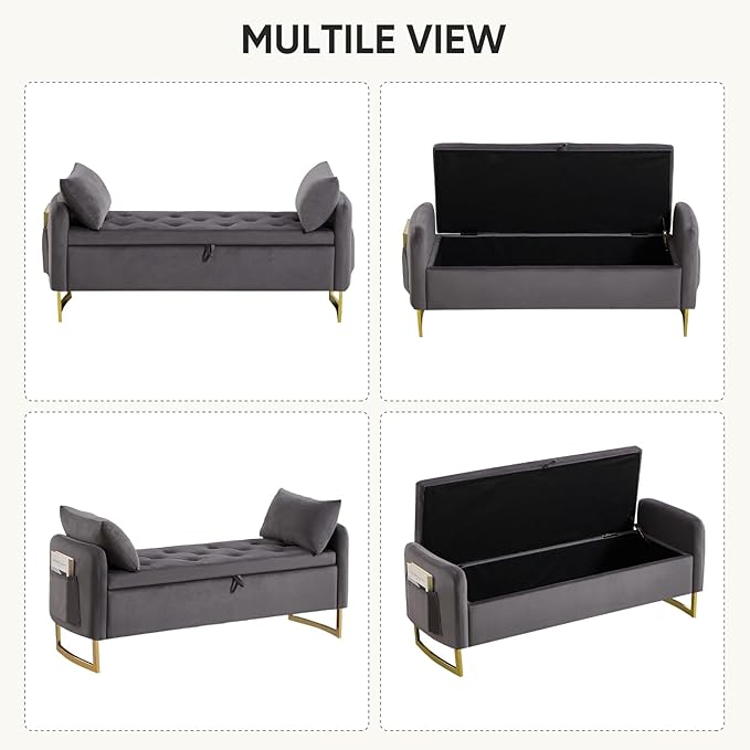 48" End of Bed Bench, Modern Storage Benches - Image 8