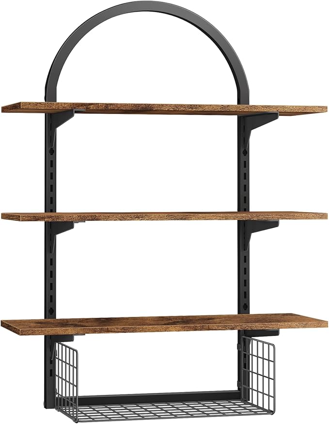 3 Tier Floating Shelf with Storage Baskets, Wall Mounted Bathroom Shelves Over - Image 8