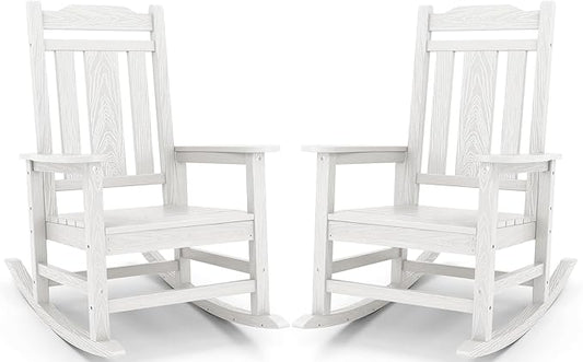SERWALL Oversized Outdoor Rocking Chair Set of 2, HDPE Outdoor Rocking Chair by SERWALL