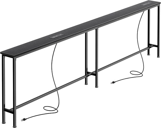 SUPERJARE Sofa Table with 2 Power Outlets and USB-C Ports, 5.9 Inch Narrow by SUPERJARE