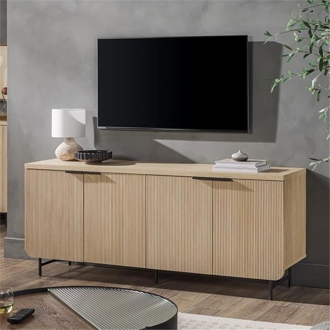 Walker Edison Reema Fluted 4-Door Kitchen Sideboard Buffet Console, 69 Inch - Image 2