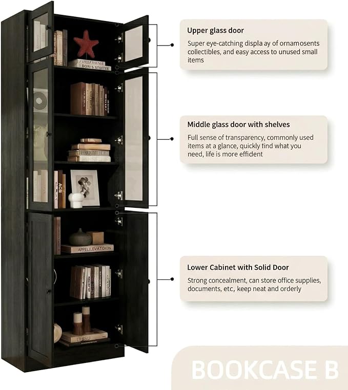 TUSY 85.5" Modern Tall Bookcase - Image 4