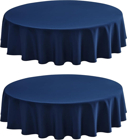 2 Pack Round Table Cloth 60 Inch Navy Tablecloth Washable Polyester Solid Dining Table Cover for Birthday Party Dinner Holiday Outdoor Indoor