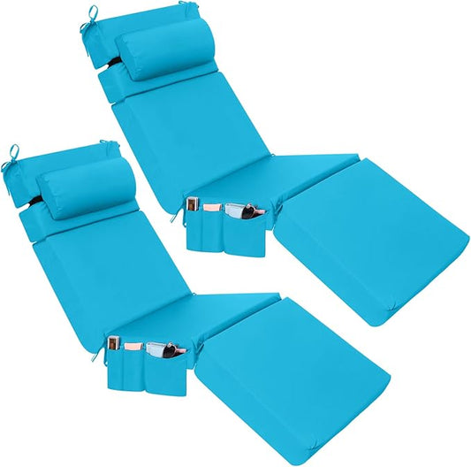 Wenqik 2 Pcs Outdoor Chaise Lounge Cushion by Wenqik