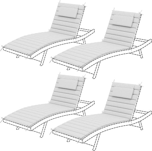 Sundale Outdoor Olefin Quilted Lounge Cushion Set of 4, Patio Foldable Chaise by SundaleOutdoor