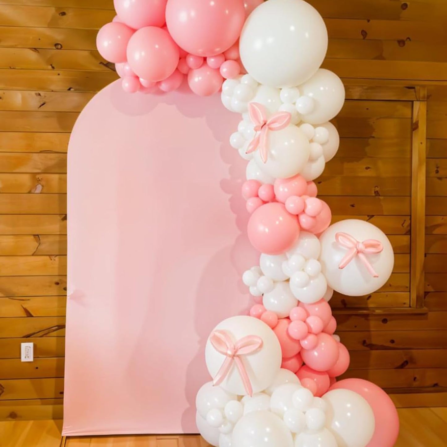 Pink Bow Latex Balloons, 60pcs Pink and White Balloons, Bow Printed Balloon Metallic Confetti Balloon For Girls Women Princess Birthday Baby Shower Bachelorette Party Engagement Wedding Anniversary