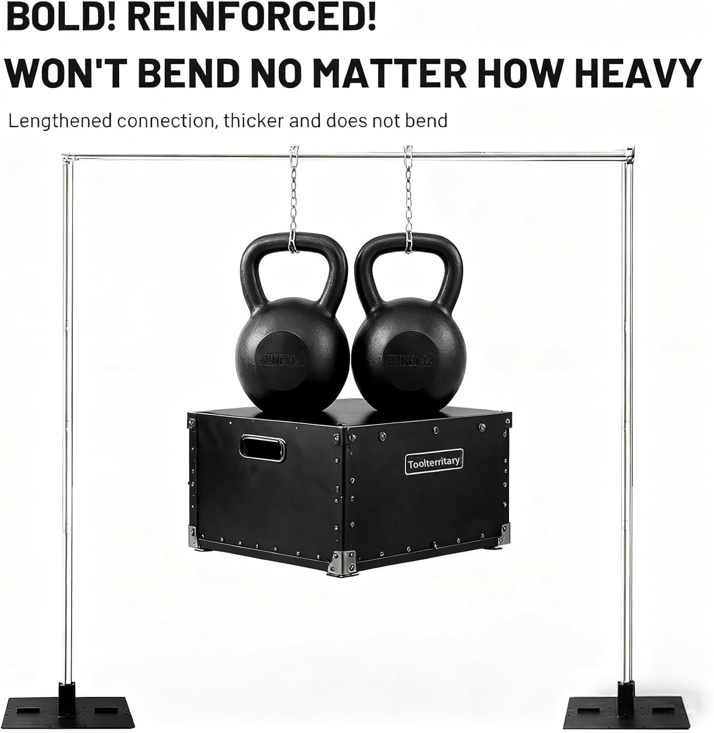 Heavy Duty Pipe and Drape Frame Kit 10x10ft Adjustable Height/Width Photography Background Support Poles All-Metal Construction Backdrop Stand for Party, Birthday, Wedding - Silver