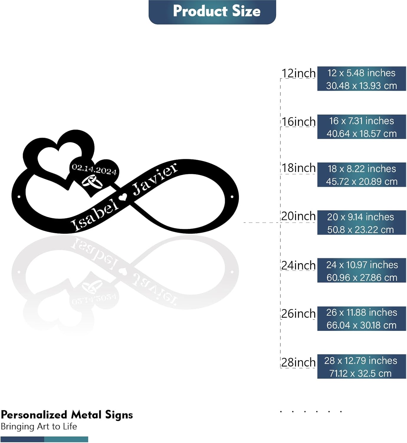 Infinity Heart Metal Wall Decor, Unique Infinity Heart Wall Decor Love Sign Plaque Steel Art Geometric Wall Decor Set Cut Out for Outside (Infinity Heart Love Sign)
