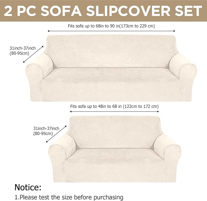 Peryiter 2 Pcs Sofa Covers Couch and Loveseat Covers Set Stretch Sofa Slipcover - Image 2