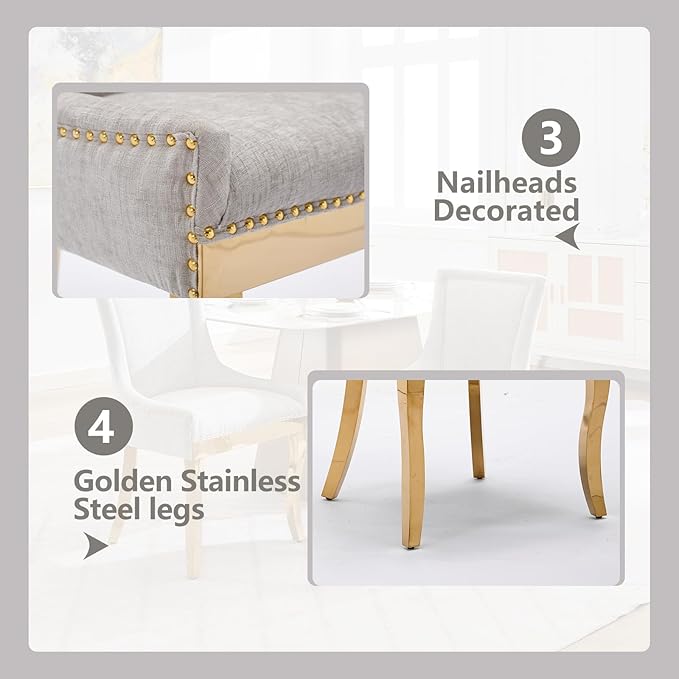 Upholstered Dining Chairs Set of 6, Modern Fabric Side Chairs - Image 6