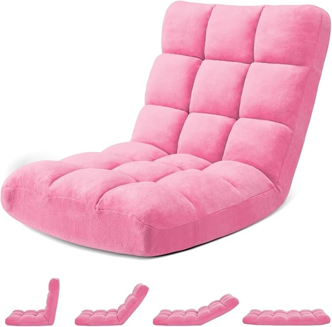 Folding Floor Gaming Chair 14-Poistion Cushioned Adjustable Floor Lazy Sofa by Avocahom
