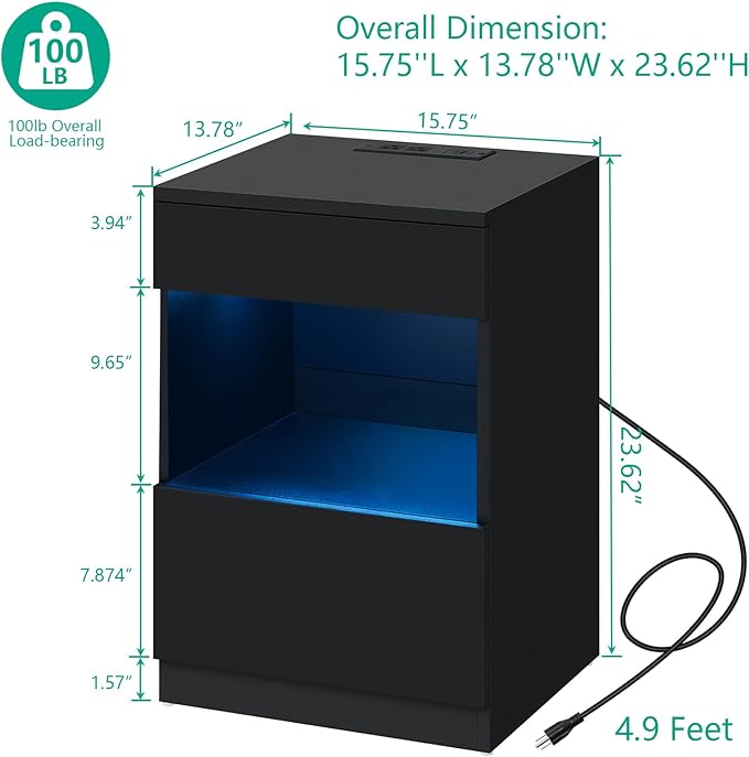 HOMMPA Set of 2 Open Shelf LED Nightstands - Image 2