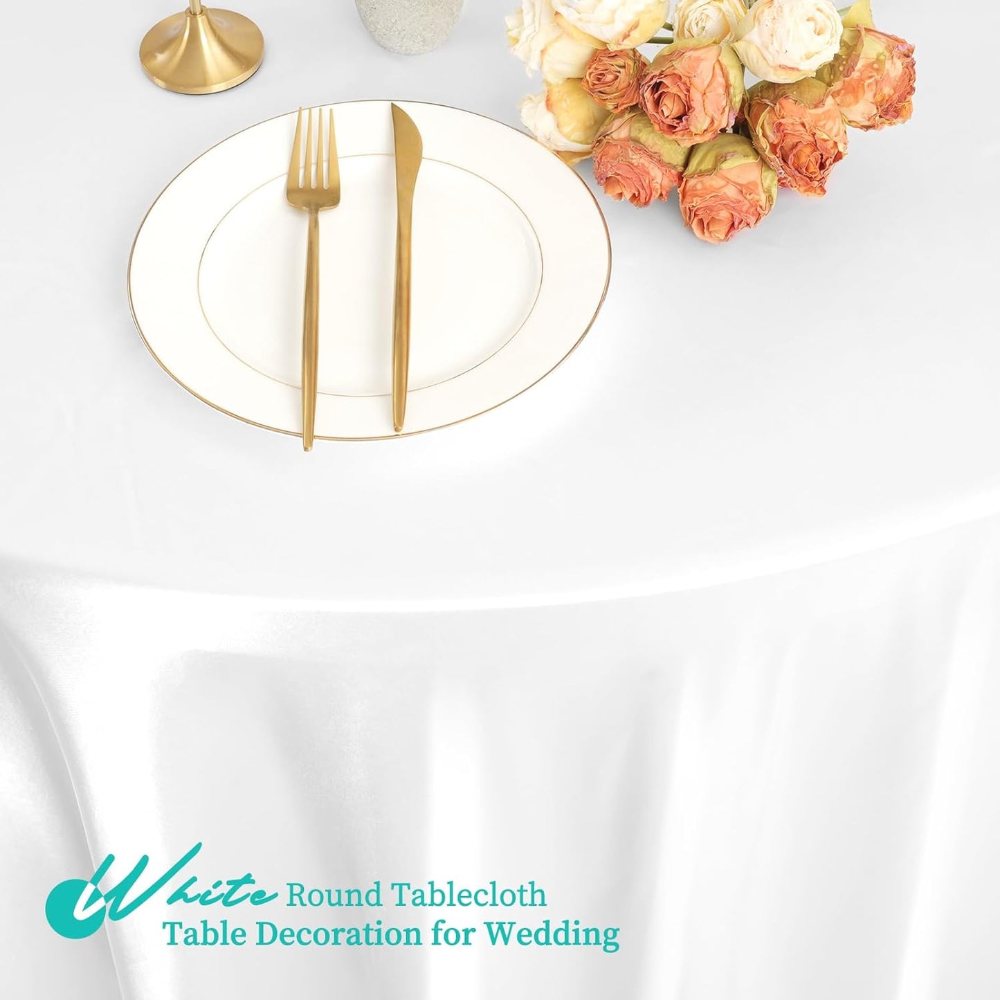 12 Pack 108 Inch White Satin Tablecloth - Premium Bright Silky Round Tablecloth Overlay Smooth Fabric Table Cover, Table Decoration for Wedding Party Banquet Events Restaurant Kitchen Dining