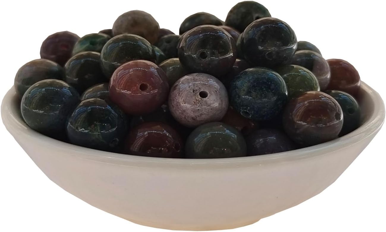 Stone Beads 8mm 100pcs Indian Agate Beads Round Loose Gemstones Beads for Bracelet Necklace Jewelry Making (8mm, 60807 Indian Agate)