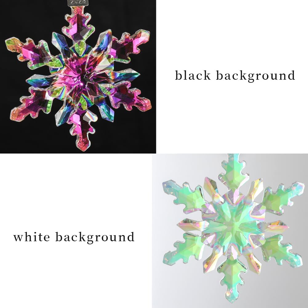 2024 Christmas Ornament Crystal Snowflake Ornaments Annual Edition Christmas Tree Ornament Home Gifts(2024-Fantasy Color)