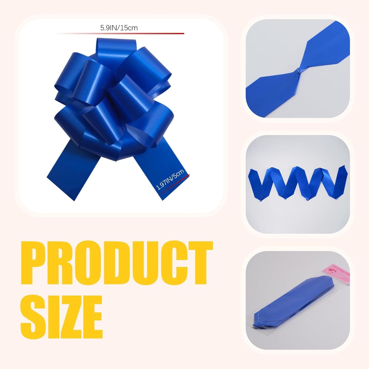 6 PCS 6 Inch Blue Pull Bows - Perfect for Gift Wrapping, Wedding Decor, Car Bows, Birthday Parties, Christmas and Valentine's Day