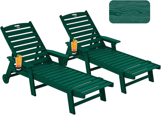 Patio Chaise Lounge Chair Set of 2, Oversize Lounge Chairs by Serique