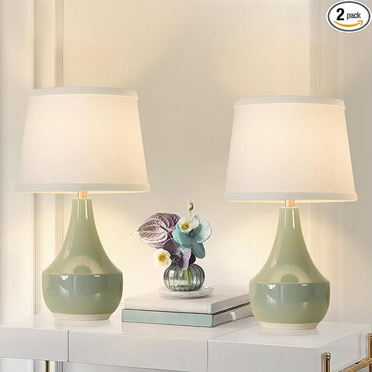 GyroVu 18" Table Lamp Set of 2, Ceramic Table Lamp Classic Beside Lamps by WelcomeGyroVu