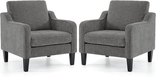 VINGLI Accent Chairs Set of 2 for Living Room, Light Grey Mid Century Modern by VINGLI