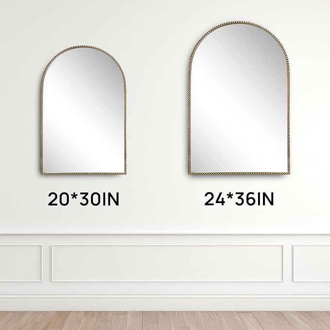 Antique Gold 24"x36" Arched Wall Mirror - Image 2