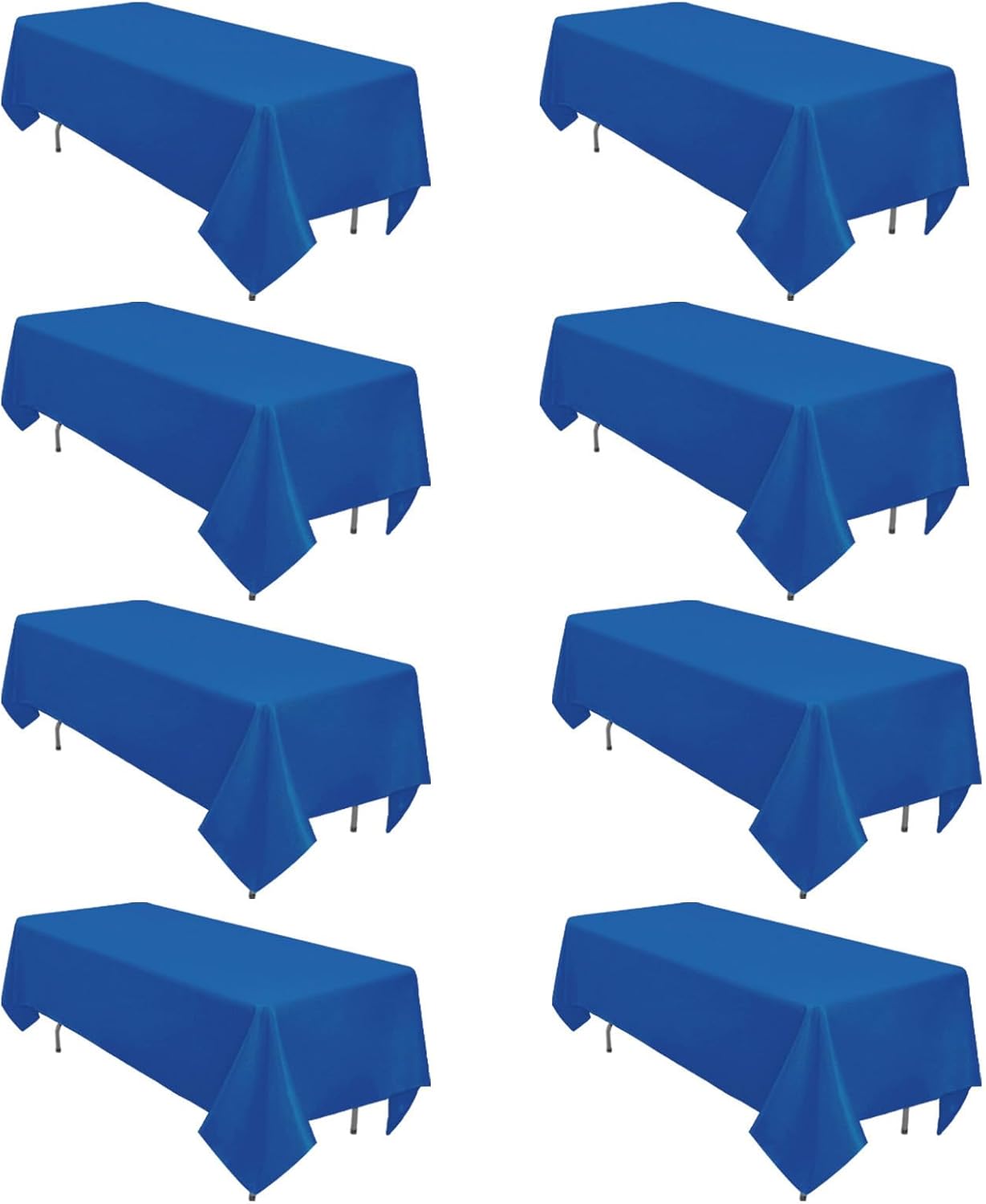 8 Pack Royal Blue Tablecloth 60 x 102 Inch Rectangular Tablecloths for 6 Foot Rectangle Tables, Wrinkle Resistant Blue Table Cloth Washable Polyester Fabric Cover for Party Wedding Banquet