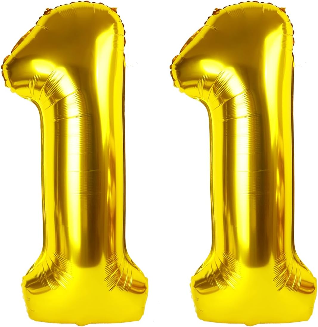Gold Jumbo Helium Number 11 Balloon 40 Inch, Giant Foil Golden Number 11 Birthday Balloons, Large Numbers 11 Eleven, Party Celebration Supplies Decorations